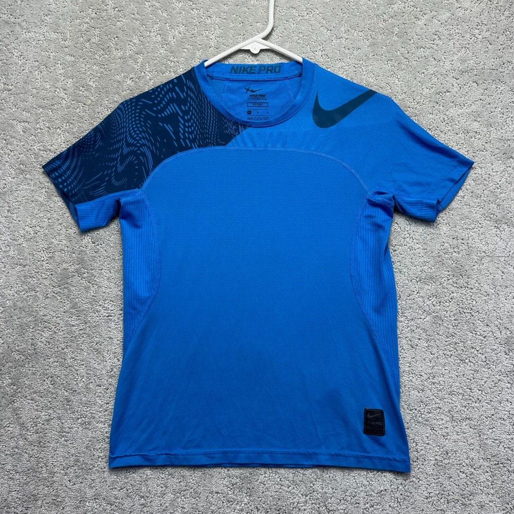 Nike Pro T-Shirt Womens M Blue Hypercool Fitted Athletic Activewear Training